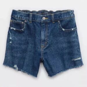 AERIE Daydream Dark Blue Mid Rise Cut Off Denim Jean Shorts Size XL 14 16 NEW